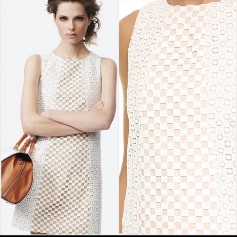 NWT Tibi Sonoran Sleeveless Eyelet Shift Dress, Ivory, Crochet, Size 10 - Picture 2 of 10